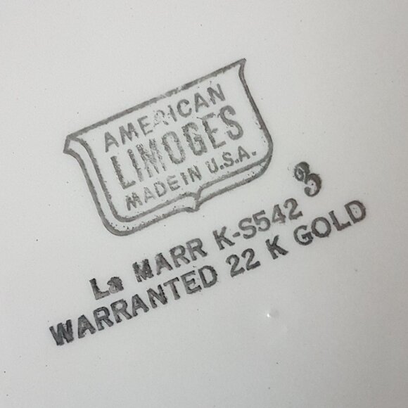 AMERICAN LIMOGES La MARR KS542 22K Gold Filigree Floral Platter & Bowl & Plate - Picture 4 of 16